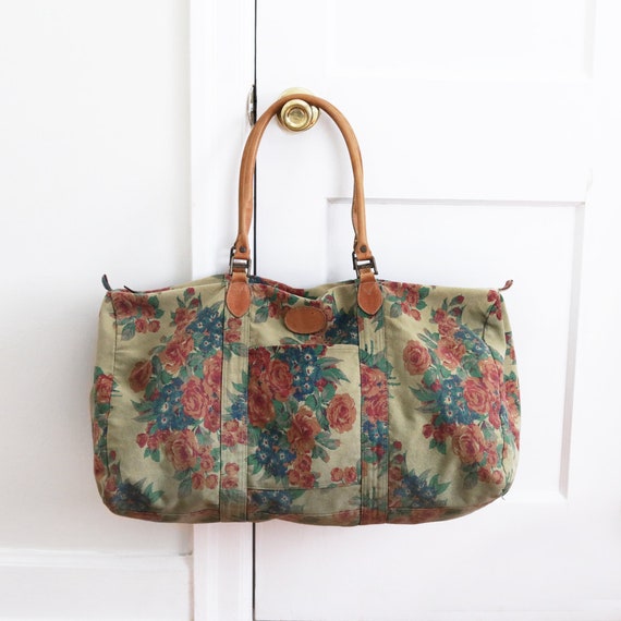 vintage GAP cotton floral tote carry-all duffel tr