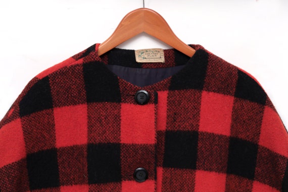 vintage 60s Country Place red plaid wool capelet S - image 5