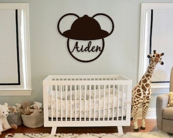Safari Mickey Mouse Room Décor - Disney Safari Mickey Cutout - Safari Decor - Mickey Name Cutout - Wall Hanging Mickey Sign