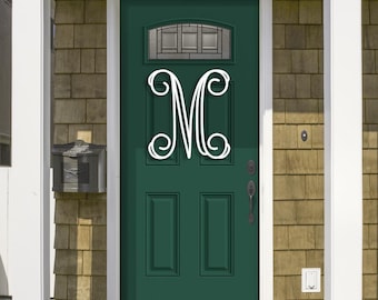 Initial Door Hanger Wooden Letter M - Personalized Door Hanger - Monogram Wreath - Personalized Door Decor - Personalized Gift