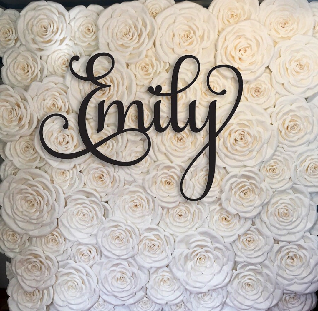 Emily Wooden Name Sign Cutout Elegant Baby Girl Script Name Wall