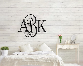 Mixed Font Monogram - Wood Monogram Wall Art - Monogram Door Hanger - Wedding Monogram - Nursery Monogram - Wooden Initials - Bridal Shower