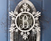 Wooden Snowflake Monogram, Wood Painted Monogram, Christmas decoration, Winter Wreath, Door Hanger, Wooden Initials, Wood Letters