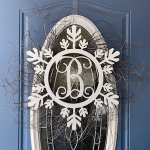Wooden Snowflake Monogram, Wood Painted Monogram, Christmas decoration, Winter Wreath, Door Hanger, Wooden Initials, Wood Letters