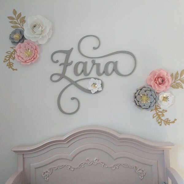 Large Nursery Wooden Name Sign Cutout - Unpainted Name - Script Name - Wall Hanging - Wall Letters - Nursery Decor - Nursery Name Baby Girl