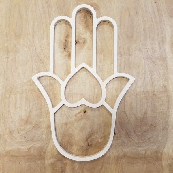 Wooden Hamsa Hand Cutout - Hamsa Hand Heart Sign - Unfinished Wood Shape Cut Out - Hamsa  Hand Stencil