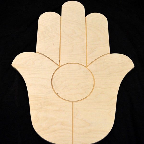 Wooden Hamsa Hand - Hamsa Hand Sign - Engraved Hamsa Hand - Unfinished Wood Shape Cut Out