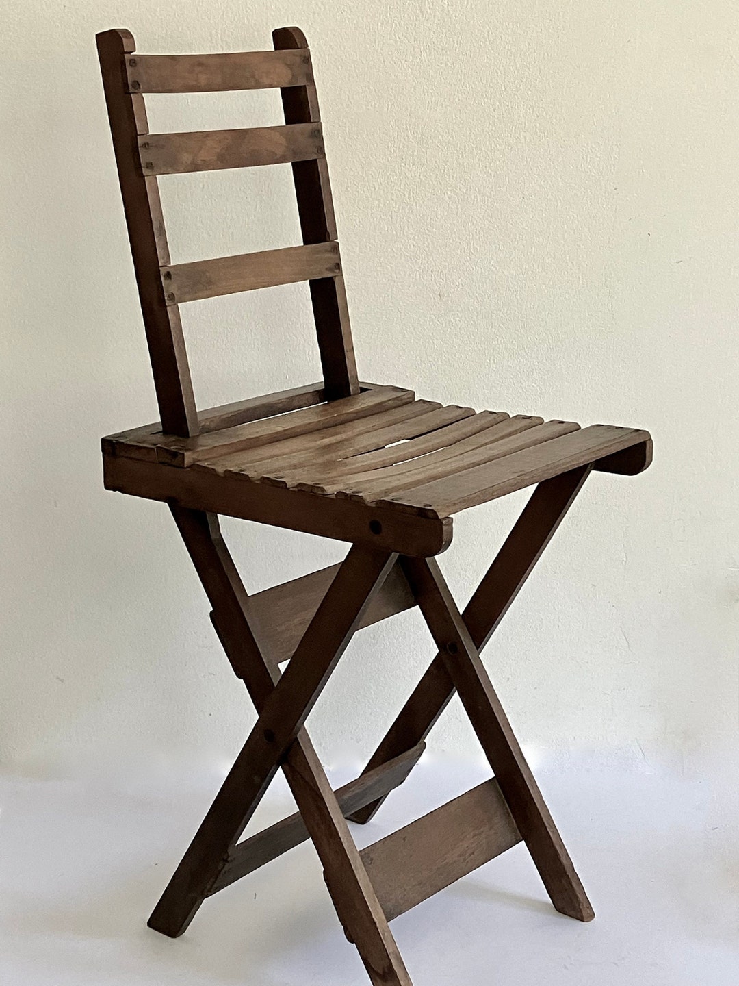 Old Folding Chair With Backrest Etsy