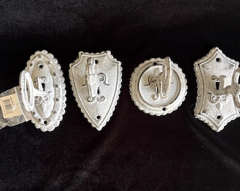 Vintage Distressed Style Key Metal Wall Hooks - Set of 4