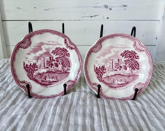 Johnson Brothers Old Britain Castles Pink Kenilworth Castle 1792-Two Saucers