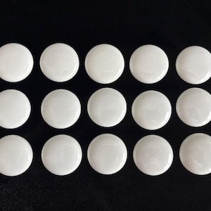 Lot of 15 Vintage White Ceramic Cabinet Knobs and Screws, Round Porcelain Drawer Pulls, Mid Century Cottagecore Farmhouse Furniture Hardware