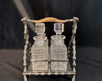 Antique Victorian Silver Plate Cruet Set Bamboo James Deakin Sheffield c1880 Matching Numbers