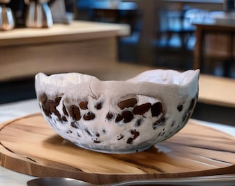 Coffee and Cream Handcrafted Resin Bowl - Unique Artisan Home Decor