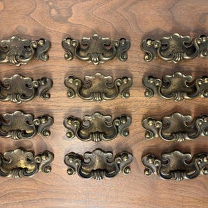 12 Keeler Brass French Provincial Bail Drawer Pulls, Solid Brass Cabinet Hardware