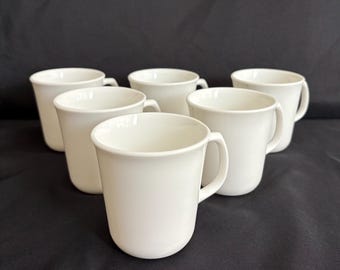 Vintage Corning Corelle Winter Frost White Coffee Mugs - Set of 6