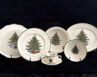 Vintage Cuthbertson Original Christmas Tree Dinnerware | Made in England Earthenware | Replacements - Dinner Plates, Bowls, Cups, Platters