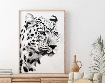 Leopard photography, black and white leopard print, Leopard art, Leopard printable, Leopard wall décor, animal wall art, Leopard poster