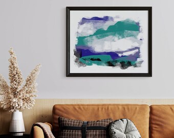 Green and blue brushstrokes, printable wall art, green and blue art, abstract art, modern art, abstract modern, brushstrokes art, bold print