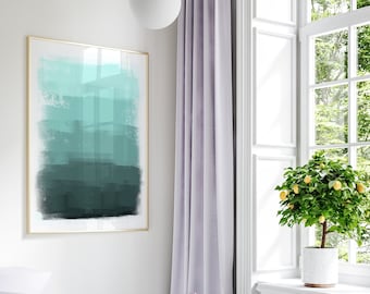 Green ombre art print, printable wall art, printable painting, abstract art green, forest green décor, modern art, abstract art, green print