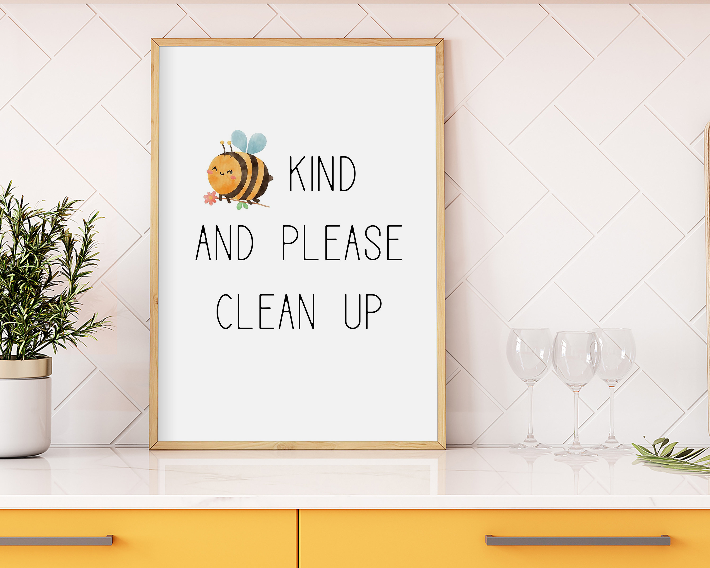 Bee Kind, Be Kind, Please Clean Up, Clean up Sign, Clean up Printable