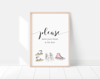 Please leave your shoes at the door, no shoes sign, shoes off sign, front door sign, entryway decor, cute room decor, cute decor, wall art