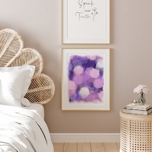Arte de pared de neblina púrpura, pintura púrpura, arte abstracto púrpura, arte de pared imprimible, pintura abstracta, impresiones púrpuras, decoración de pared púrpura