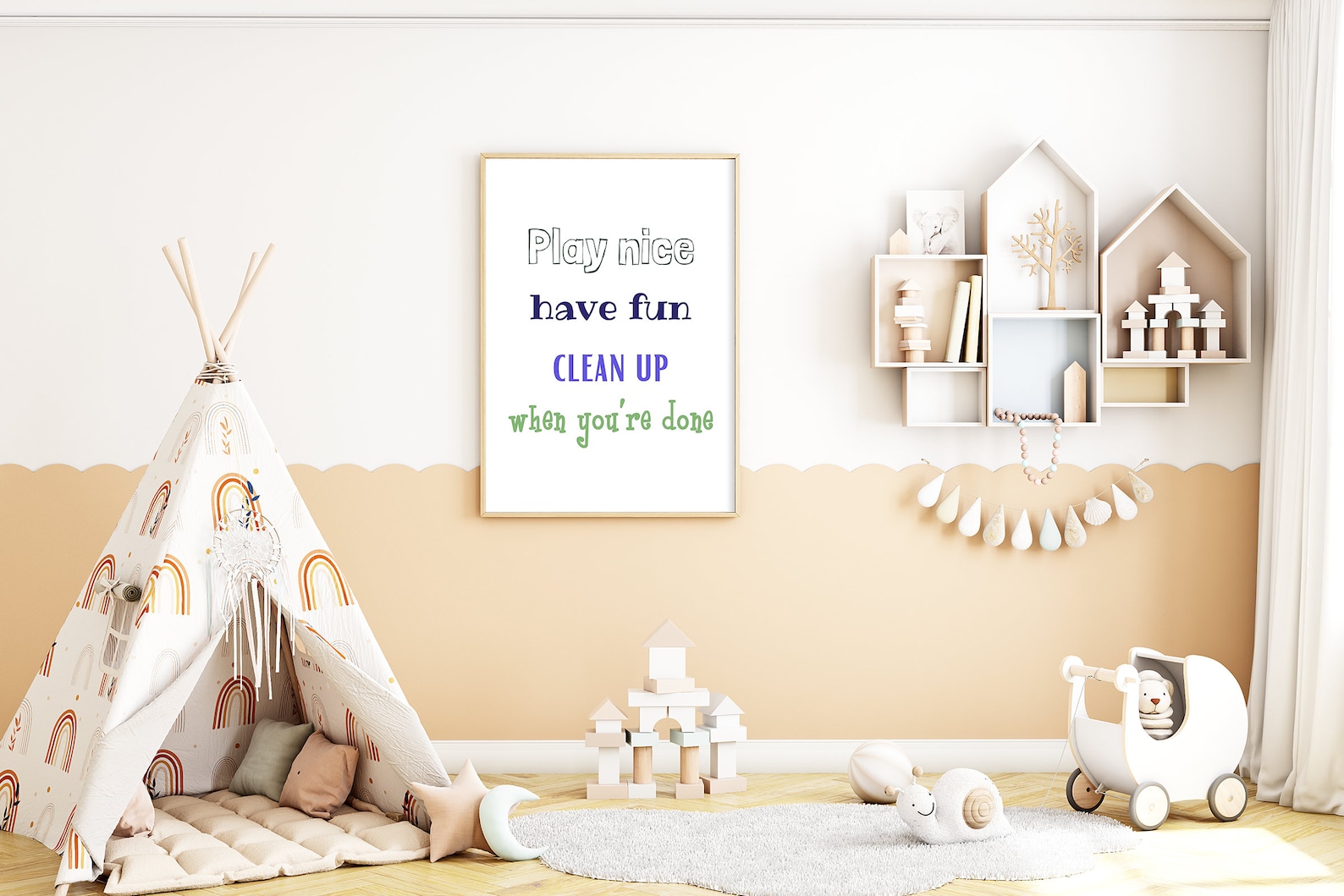 Play Nice Have Fun Clean up When You're Done, Playroom Sign, Playroom ...