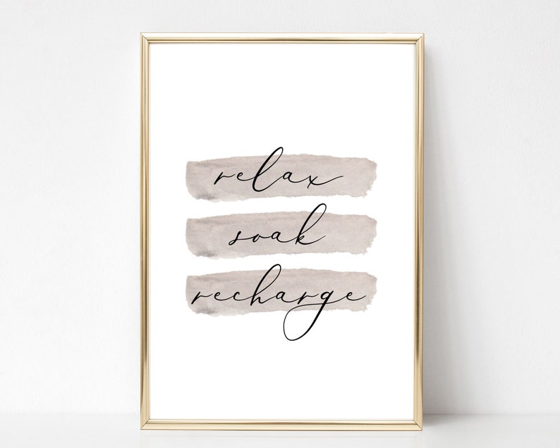 Relax Soak Recharge Printable Bathroom Art Printable Art | Etsy