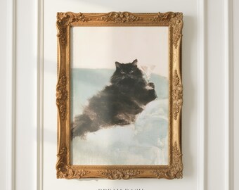 Black Cat Wall Art, Cocktail Lounge Print, Sophisticated Pet Artwork, Modern Cat Wall Art Print, Glam Home Decor