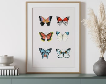 Butterfly print, butterfly art, watercolor butterflies, nature print, nature wall art, boho butterfly art, nursery wall art, girls wall art