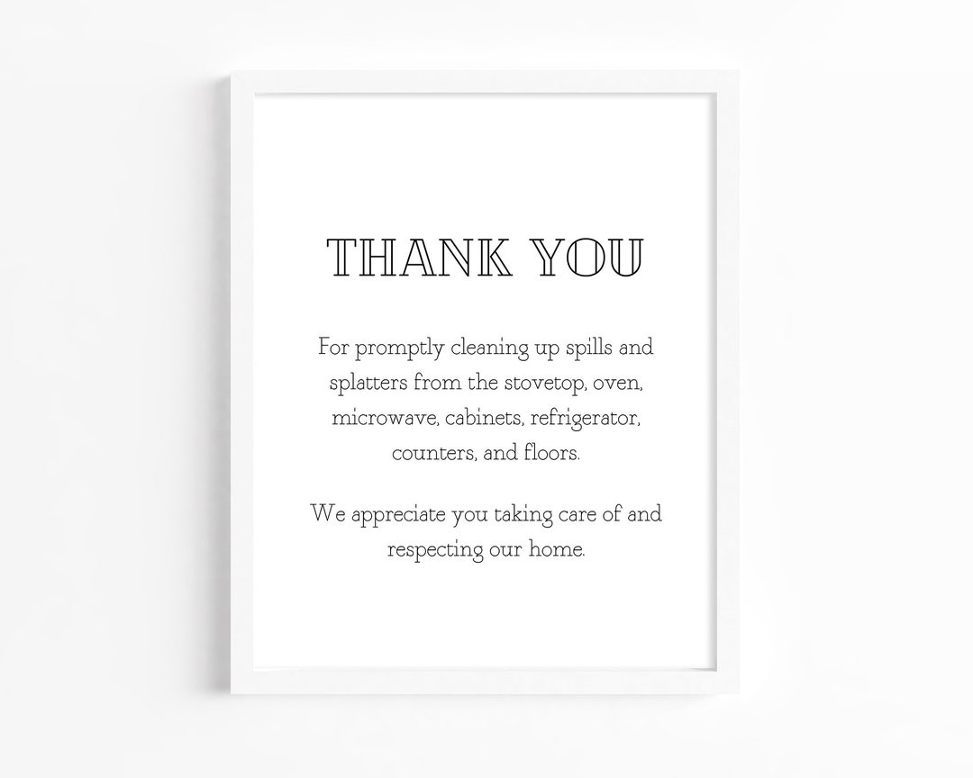 Thank You for Cleaning up Airbnb Rental Sign, Airbnb Clean up Sign, Air