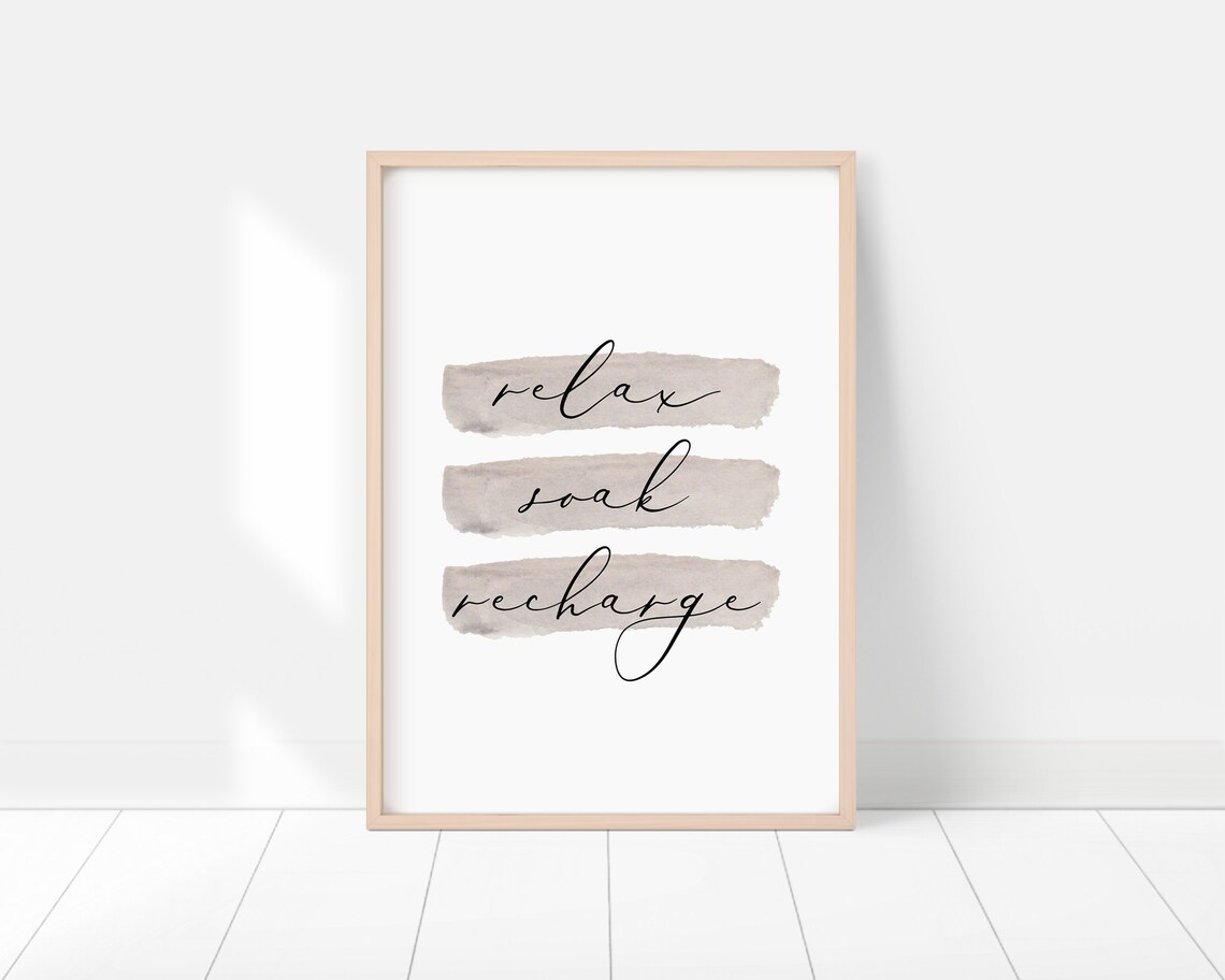 Relax Soak Recharge Printable Bathroom Art Printable Art - Etsy