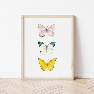 Butterfly wall art, watercolor butterflies, butterfly print, butterfly art, teen girl wall art, girls bedroom art, nursery art, nature print