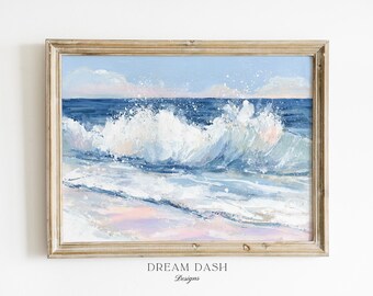 Ocean Wave Painting Print, Coastal Wall Art, Beach House Decor, Crashing Waves Artwork, Seascape Print, Nautical Ocean Wall Decor Art