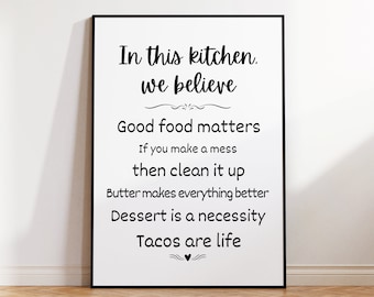 In this kitchen, funny kitchen quote, printable kitchen quote, funny kitchen sign, kitchen wall art, printable art, funny signs for kitchen