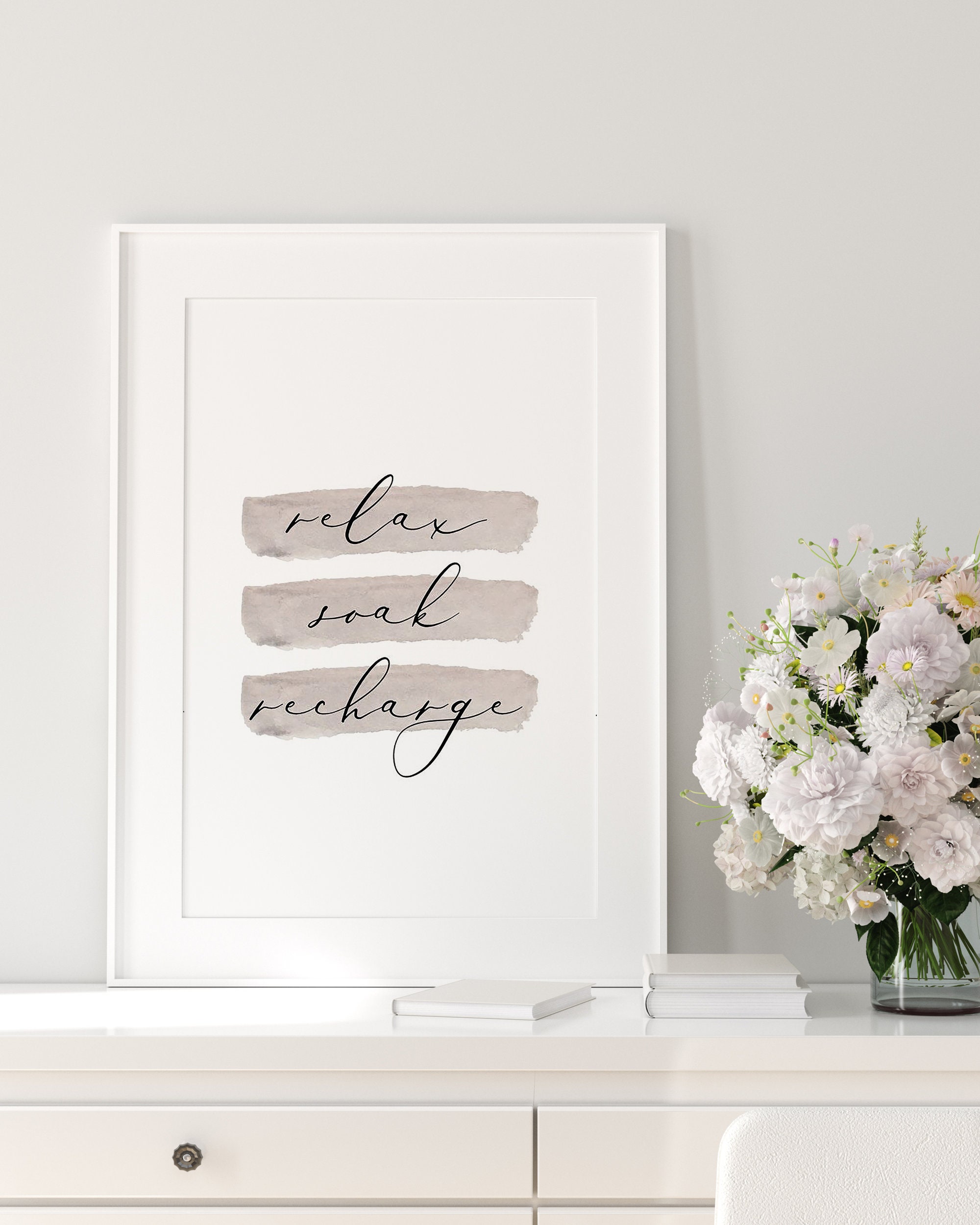 Relax Soak Recharge, Printable Bathroom Art, Printable Art, Spa Prints ...