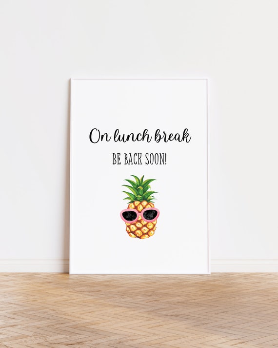 Cartello "Lunch Break - Be Back Soon" In Alluminio Composito, 140x90mm, Per Negozi E Uffici, Bianco, Con Spago Per Appendere