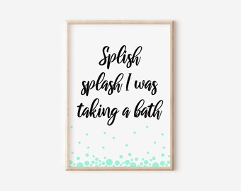 Bathroom Decor Splish Splash Hand Lettering Print - Etsy