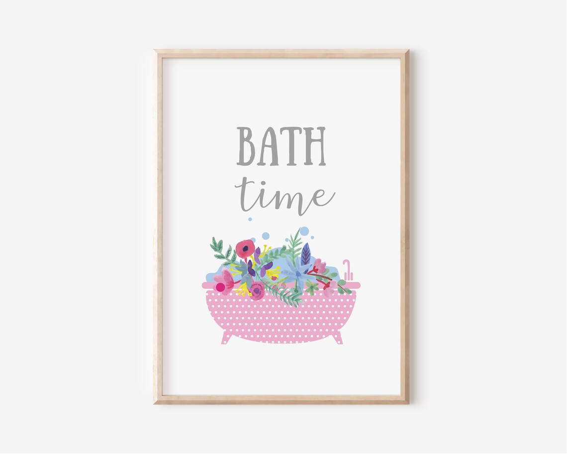 Bath Time Sign Bath Time Print Printable Bathroom Art Etsy