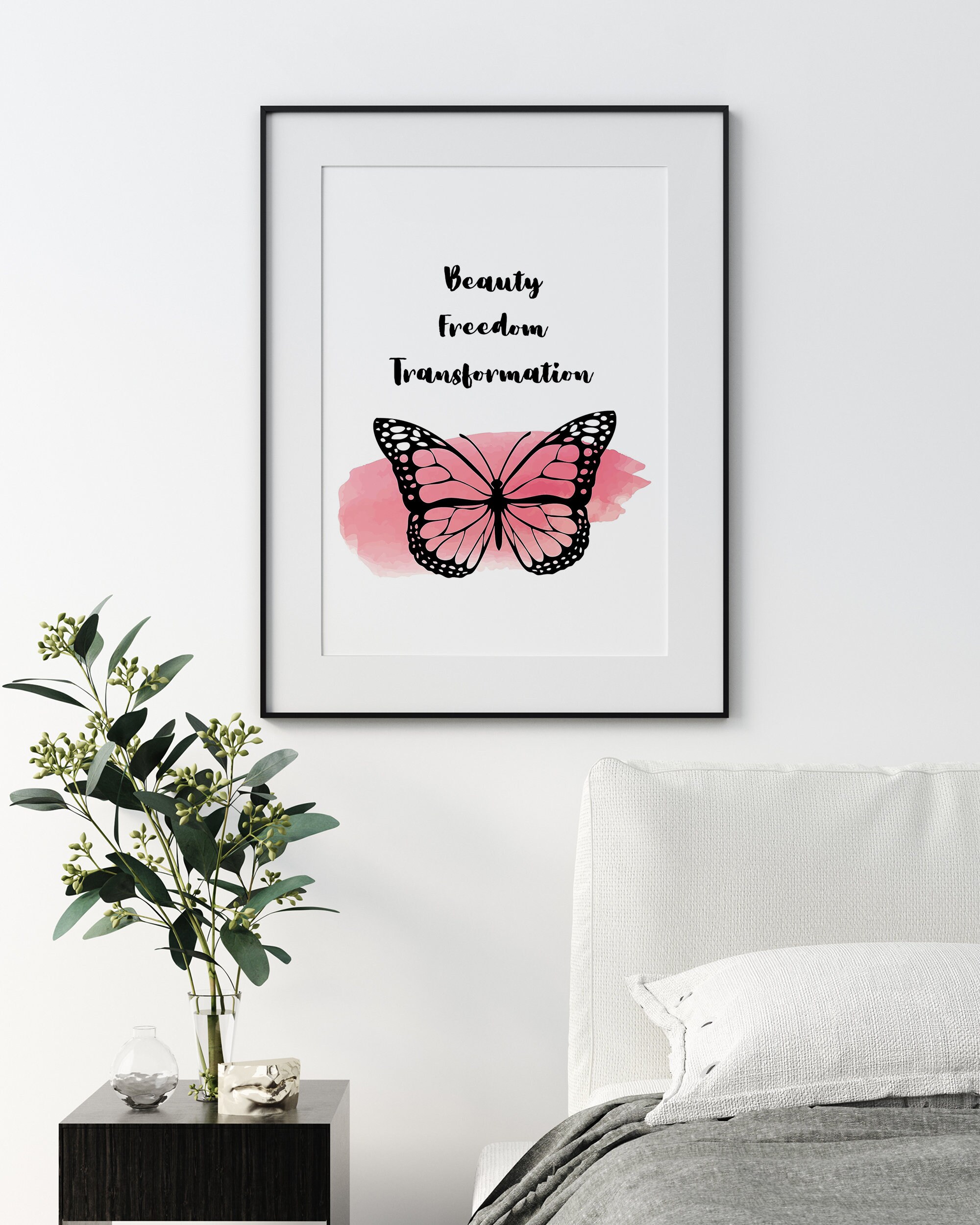 Sticker Mural Papillons Avec Citations Inspirantes - Noir, 35x50 Cm, Amovible, Déco Salon Chambre
