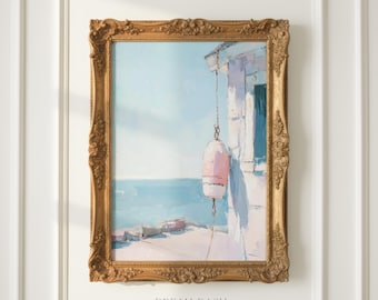 Coastal Buoy Painting, Nautical Beach House Wall Art, Maine Coastal Decor, Ocean Artwork