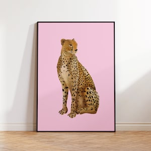 Impressão de arte de leopardo rosa, arte de parede de leopardo, arte de parede para impressão, impressão de leopardo, arte de animais da selva, arte de animal rosa, arte de parede de menina adolescente
