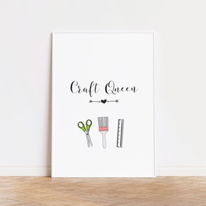 Craft Queen, craft room sign, craft room wall art, sewing room sign, sewing room decor, sewing room art, printable wall art, art room decor