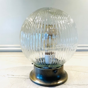 Mid Century 6" Ribbed Holophane Glass Style Orb Light for Ceiling Mount