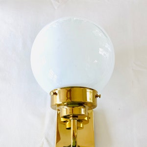 Beautiful 8&quot; Milky White Orb Globe Light Mounted on Solid Brass Sconce Base with New Wiring