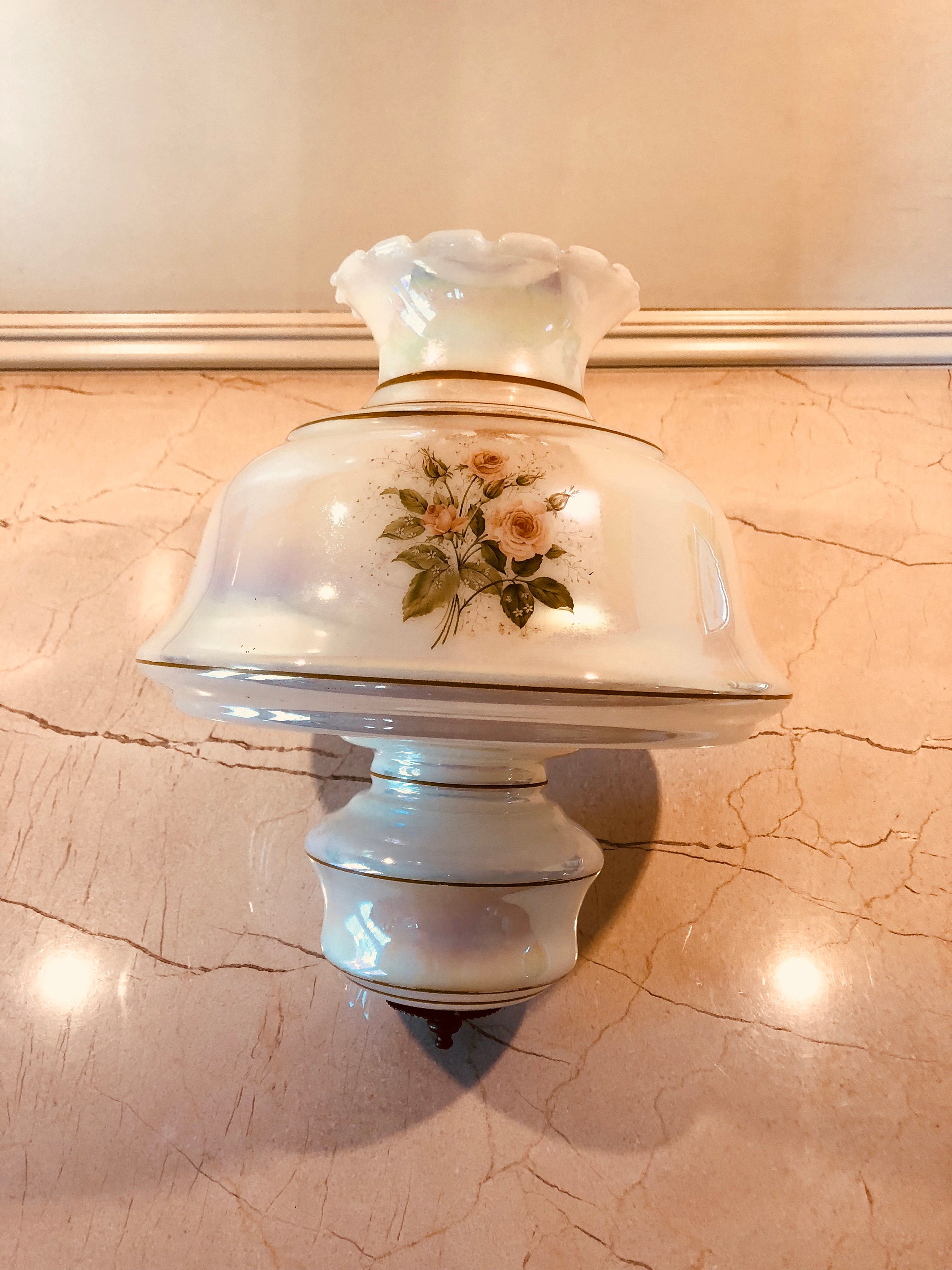 Vintage Set Of 2 Hurricane Lamp Roses Design With 3 Way Electric Lighting  for Sale in Tampa, FL - OfferUp