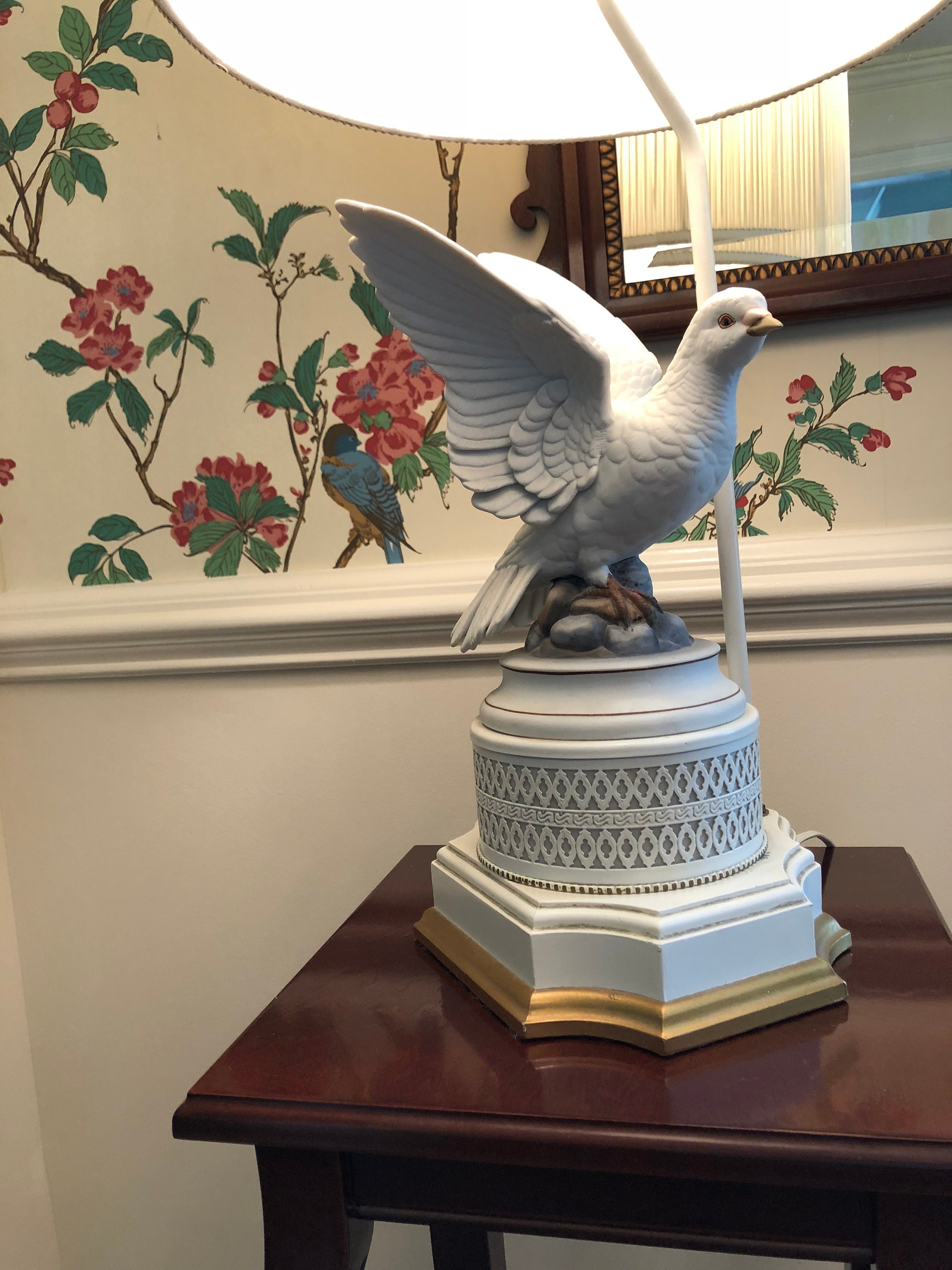 Large Andrea by Sadek Porcelain Bisque Dove Lamp - Etsy