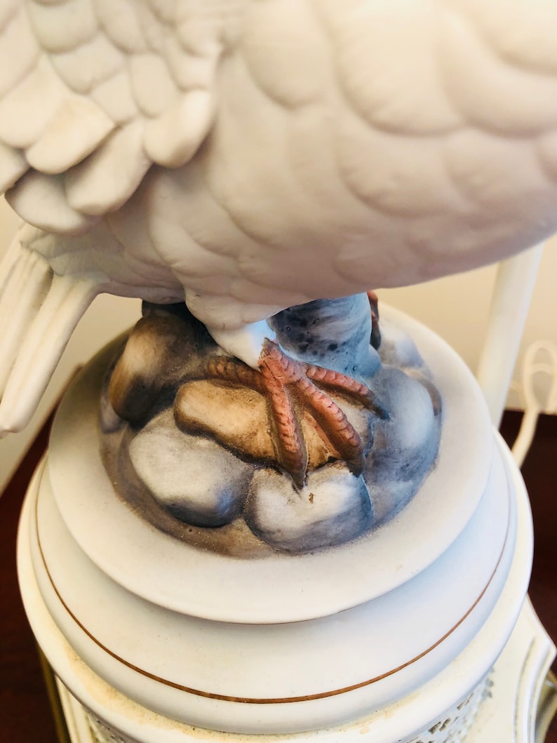 Large Andrea by Sadek Porcelain Bisque Dove Lamp