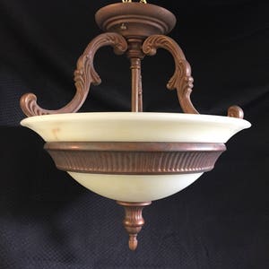 16&quot; Classic Style Semi Flush Three Bulb Light Fixture Bronze Coloring with Scavo Glass Bowl