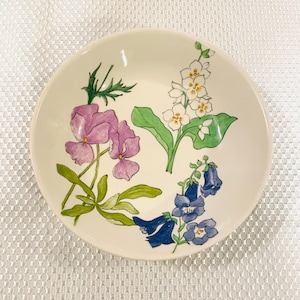 Ernestine Salerno Bowl Set of Two Summer Floral Hand Painted Italian Mid Century Ceramic Bowls
